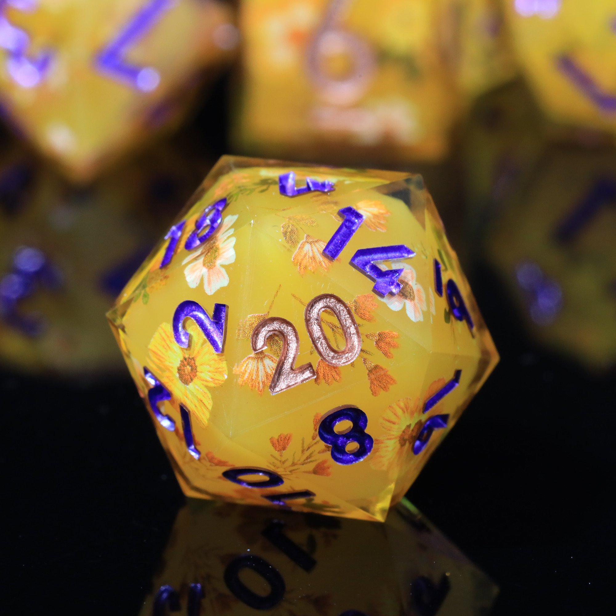 MINI PLANET Handmade Stickers DND Dice Set 7pcs Wholesale Custom Resin Dice For TRPG Board Game Sharp Polyhedral Dice Set DND