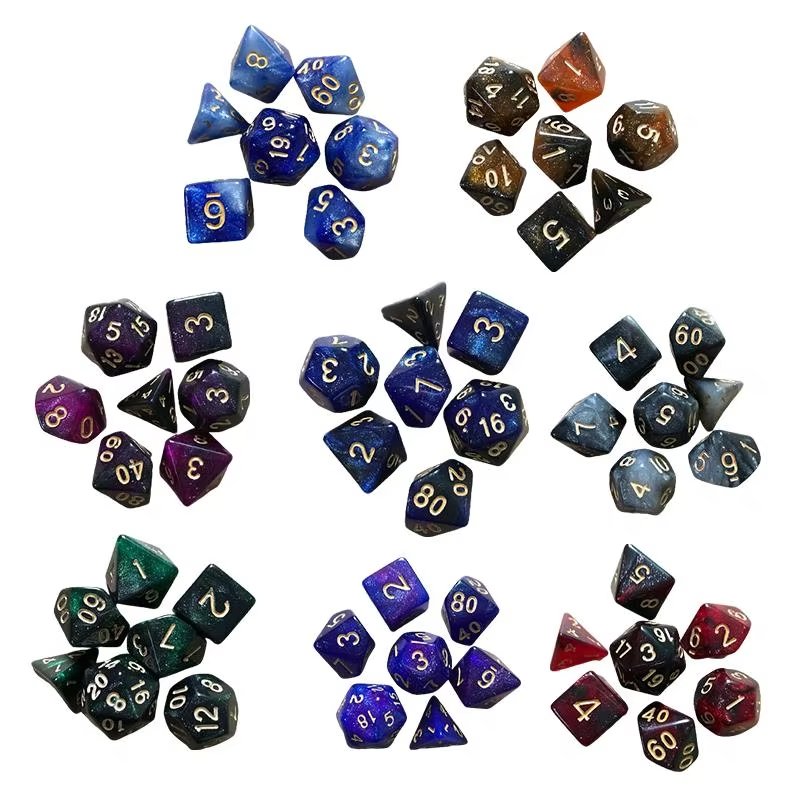 Wholesale DND Dice Polyhedron Set 7Pcs Two-Color Dragon And Dungeons Game Dice Acrylic Dice Set