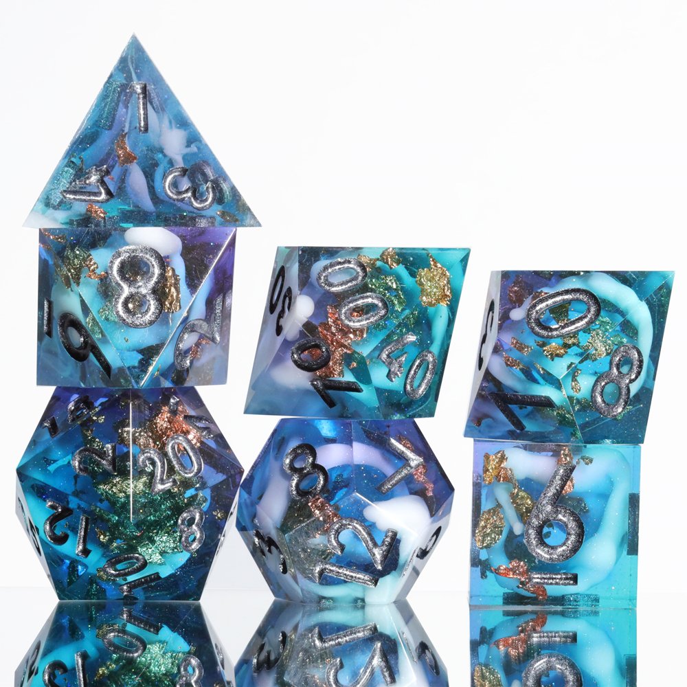 MINI PLANET DND Dice Set Sharp Polyhedral Resin Dice RPG Dungeons&Dragons Wholesale Custom Handmade DND Dice Set 7pcs D4 D6 D20
