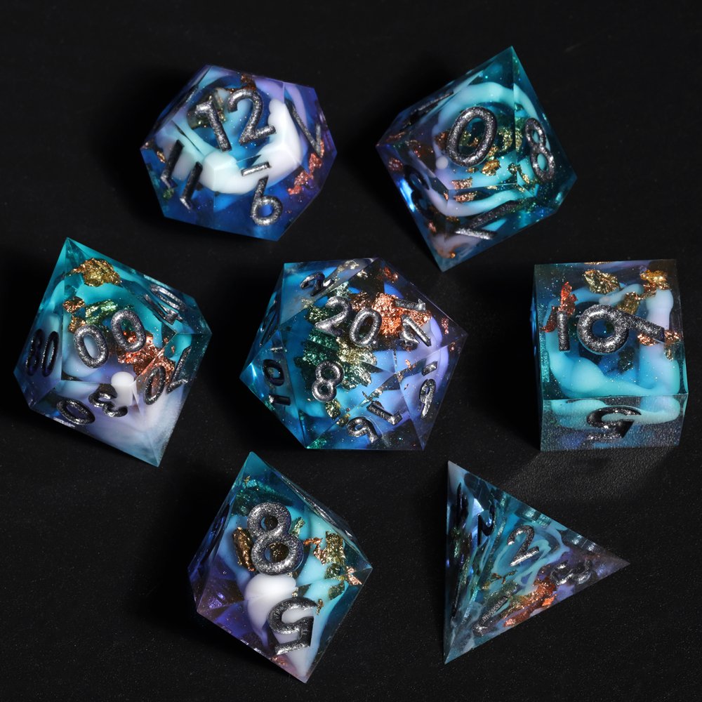 MINI PLANET DND Dice Set Sharp Polyhedral Resin Dice RPG Dungeons&Dragons Wholesale Custom Handmade DND Dice Set 7pcs D4 D6 D20