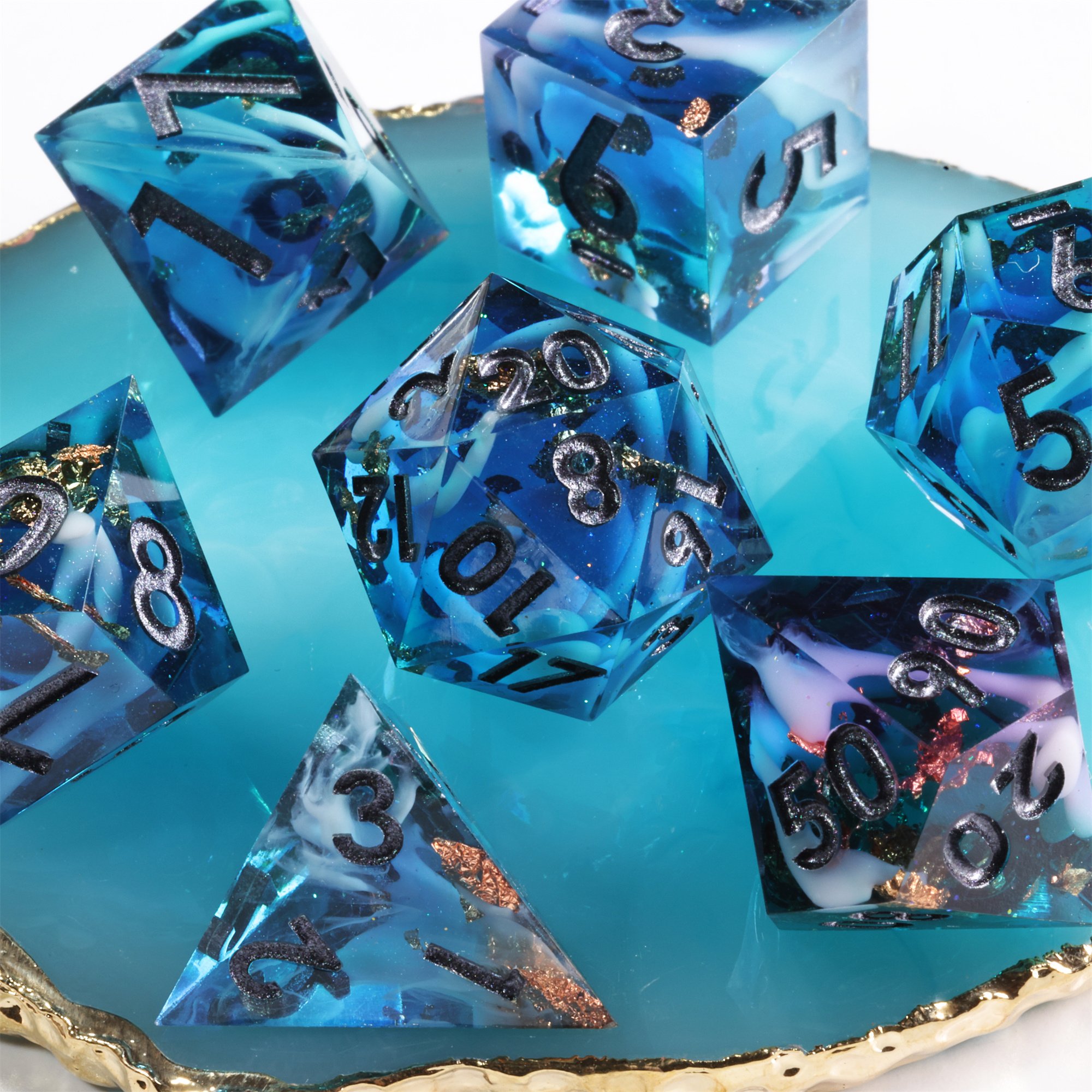 MINI PLANET DND Dice Set Sharp Polyhedral Resin Dice RPG Dungeons&Dragons Wholesale Custom Handmade DND Dice Set 7pcs D4 D6 D20