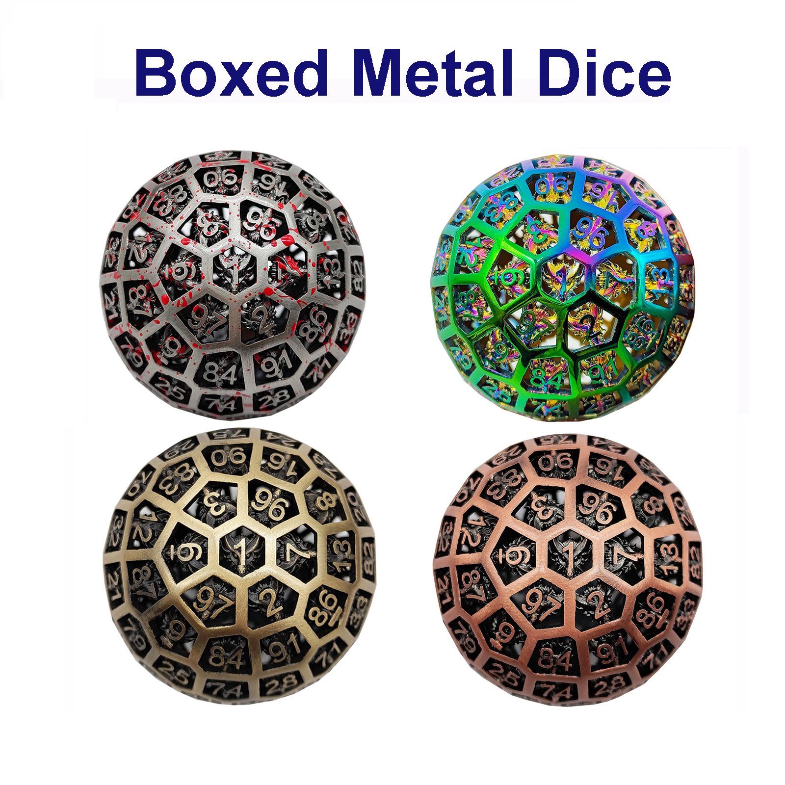 Metal Dice D100 For Dungeons & Dragons (DND) RPG Ball Roll Tabletop Polyhedral