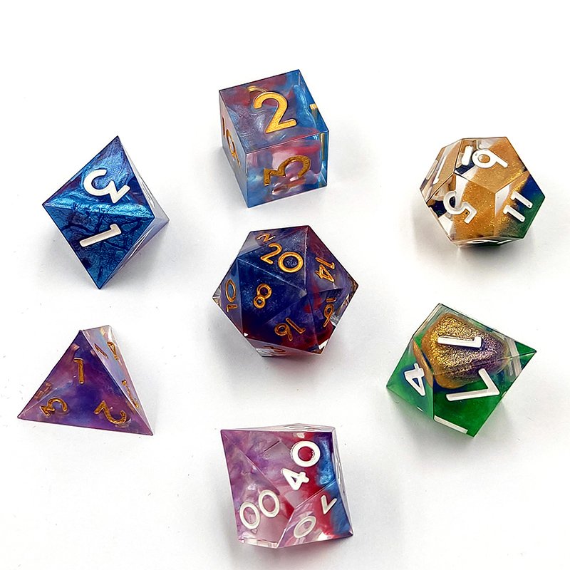 Custom Starry Sky Series Resin Dice set Red Color dnd dice7pcs per set Gaming Dice