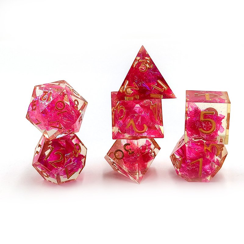 Custom Starry Sky Series Resin Dice set Red Color dnd dice7pcs per set Gaming Dice