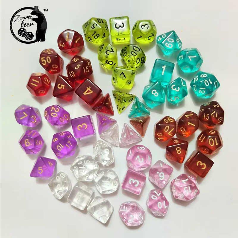 Dice Set Transparent DND Dice Acrylic Polyhedral Board Game RPG Dice Custom