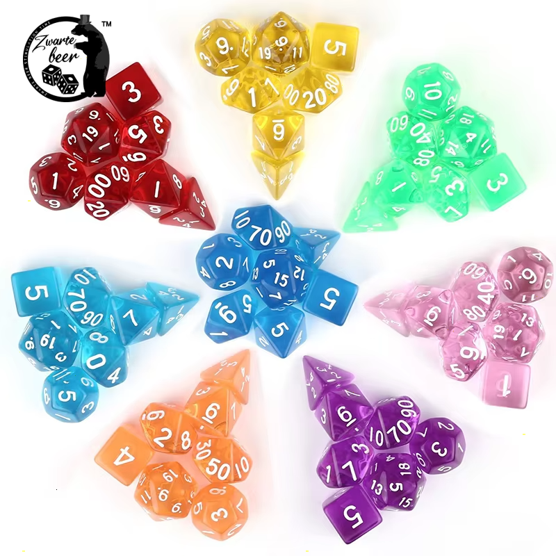 Dice Set Transparent DND Dice Acrylic Polyhedral Board Game RPG Dice Custom