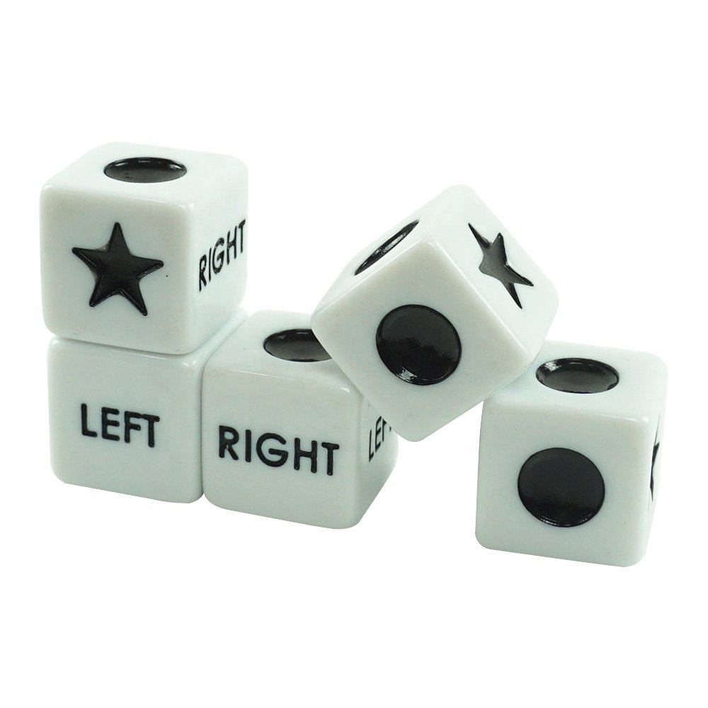 Wholesale 6 sidesd custom engraved acrylic game dice 16mm white cubes black painted for casino board games