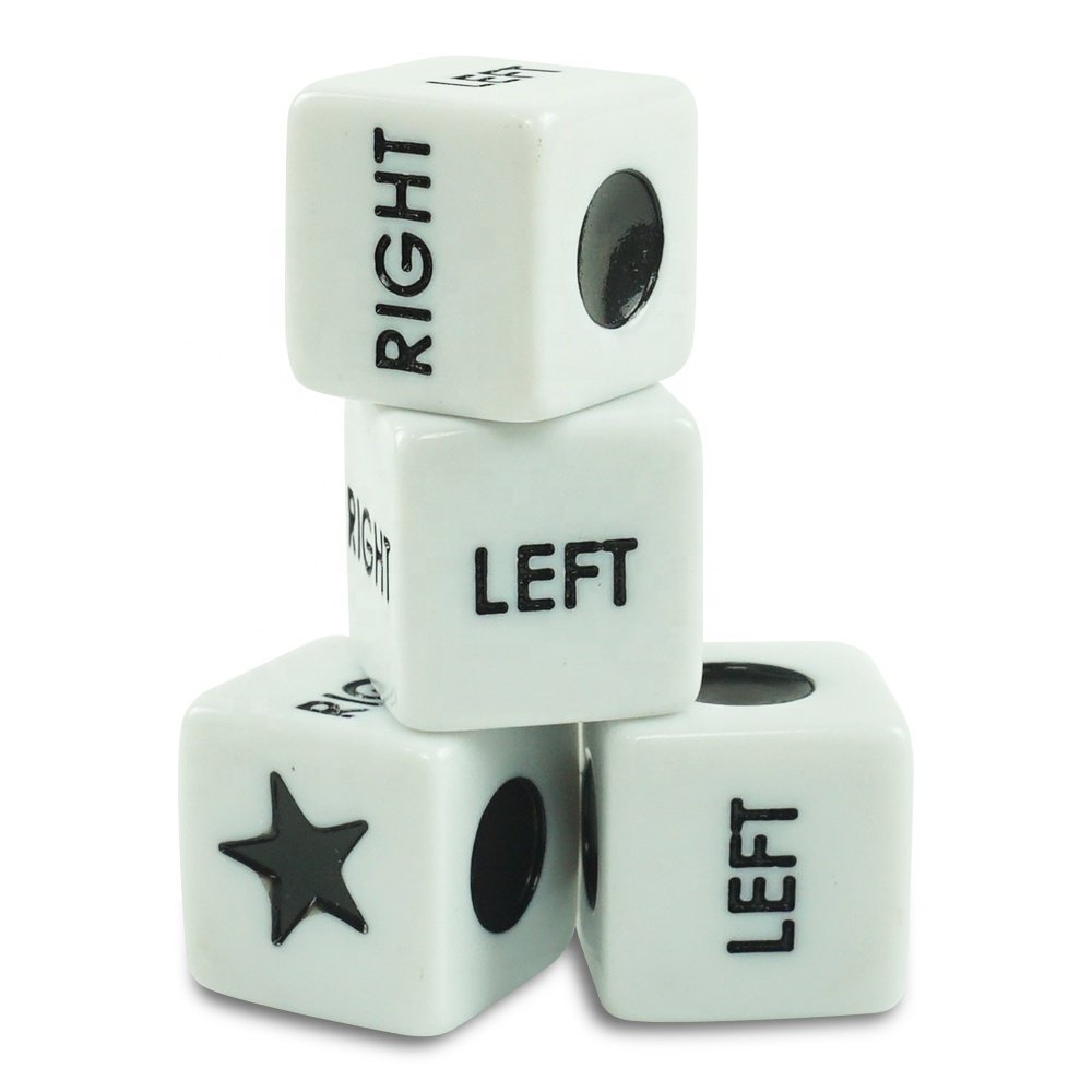 Wholesale 6 sidesd custom engraved acrylic game dice 16mm white cubes black painted for casino board games