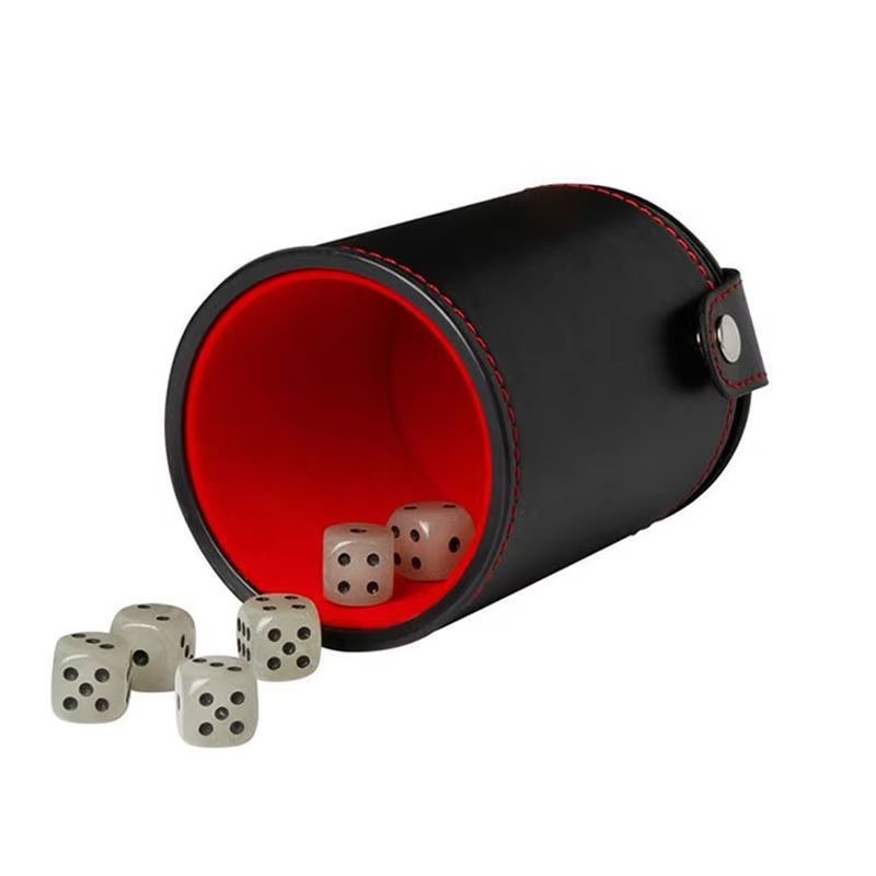 wholesale Customizable PU Leather Dice Cup Engraved Logo Casino dice cups for gambling games