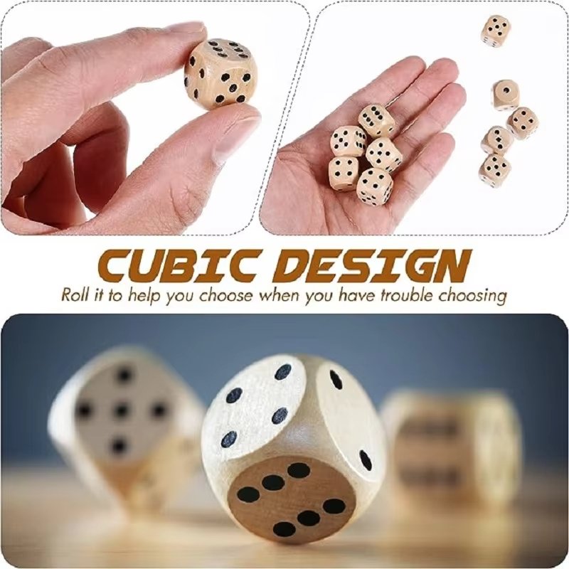 Factory Direct Customize 16Mm 6 Sides Custom Print Cube Wooden Playing Dice Game Round Corners Wooden Dice