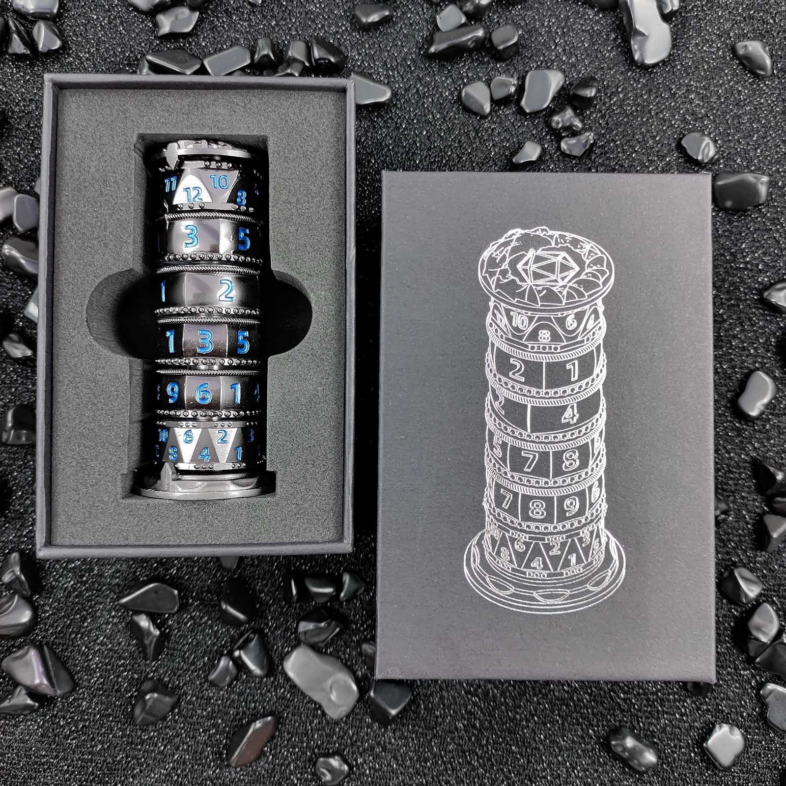 MINI PLANET 7-in-1 Metal Dice Tower Rotating Polyhedral DND Dice For RPG Role Playing DND Board Game Dragons&Dungeons Metal Dice