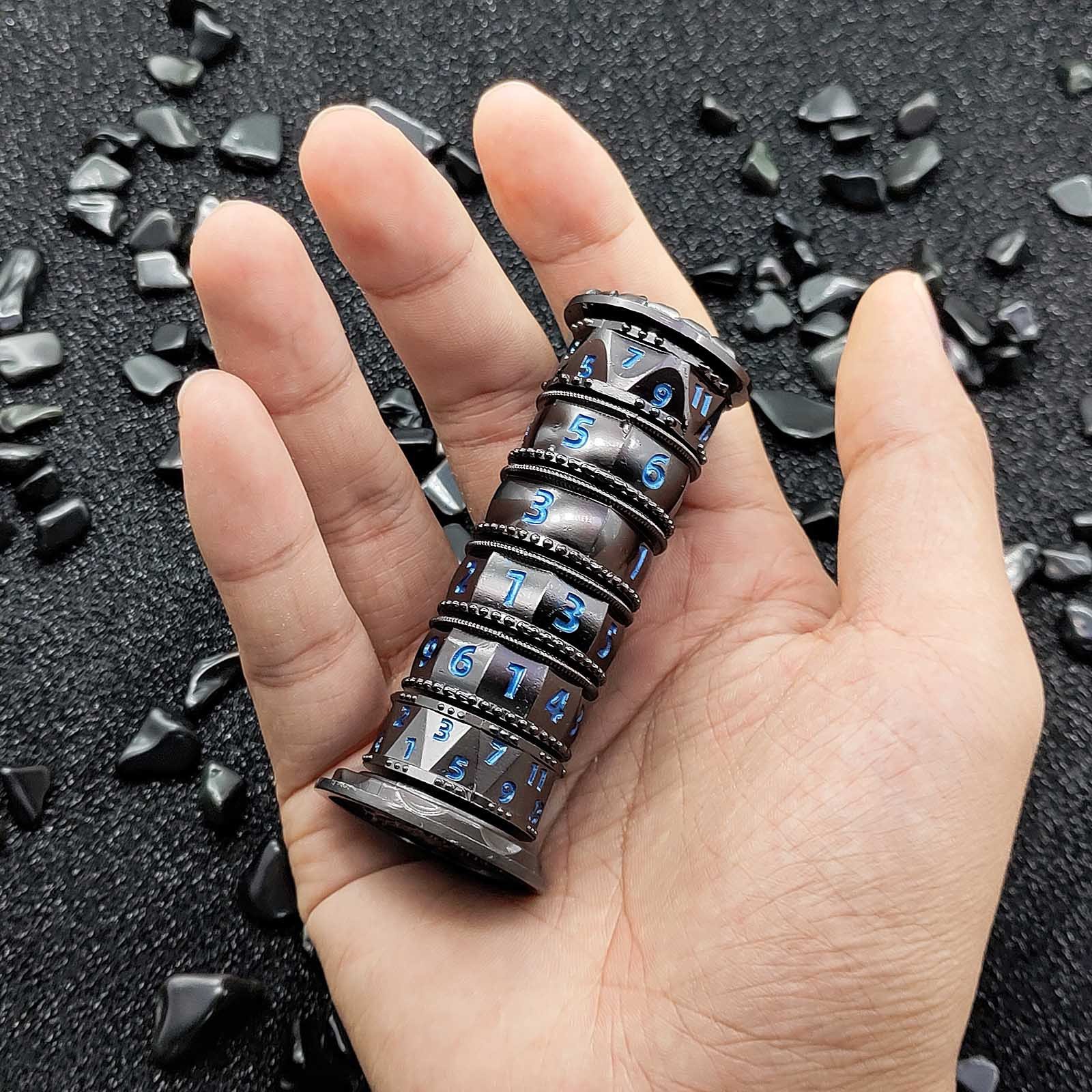 MINI PLANET 7-in-1 Metal Dice Tower Rotating Polyhedral DND Dice For RPG Role Playing DND Board Game Dragons&Dungeons Metal Dice
