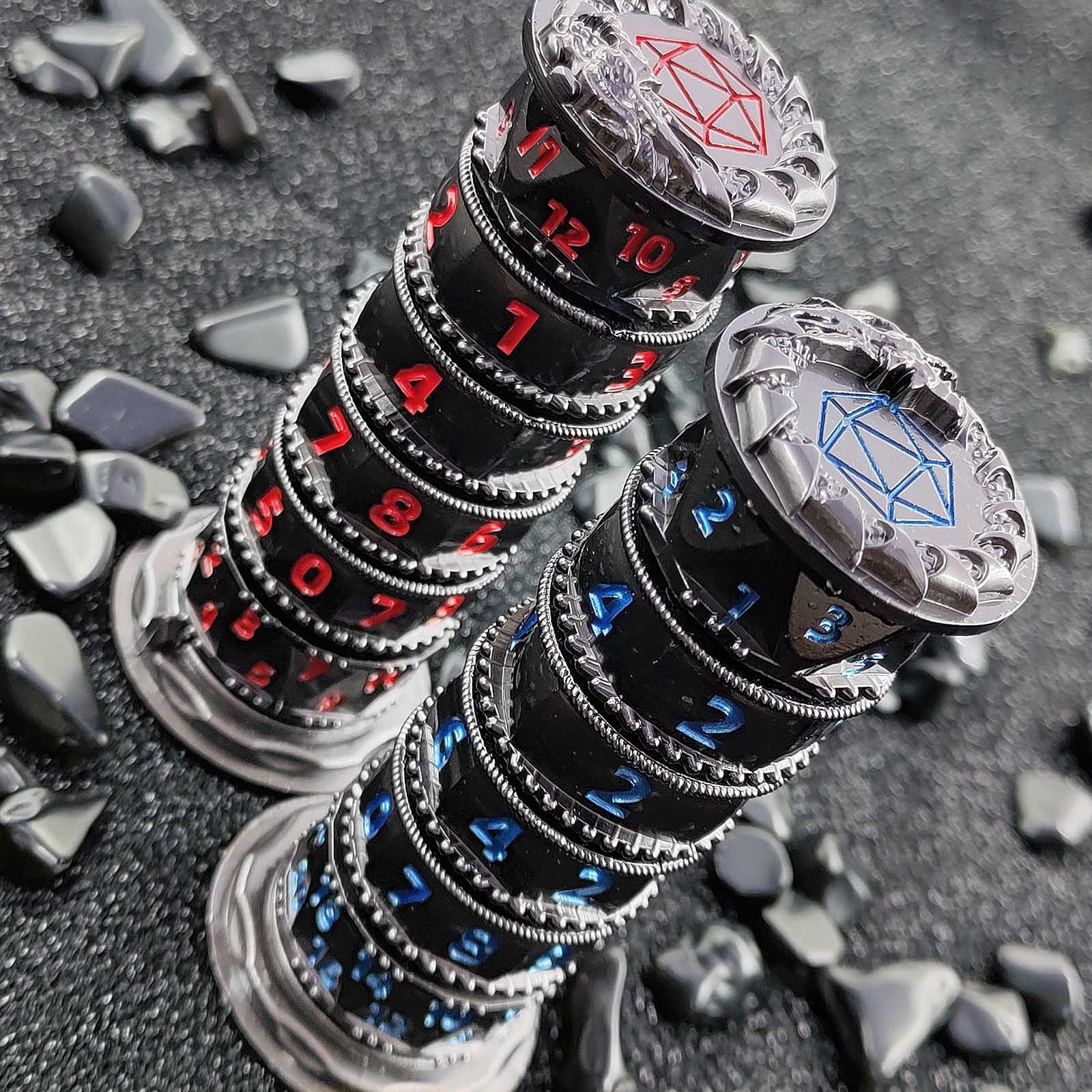 MINI PLANET 7-in-1 Metal Dice Tower Rotating Polyhedral DND Dice For RPG Role Playing DND Board Game Dragons&Dungeons Metal Dice