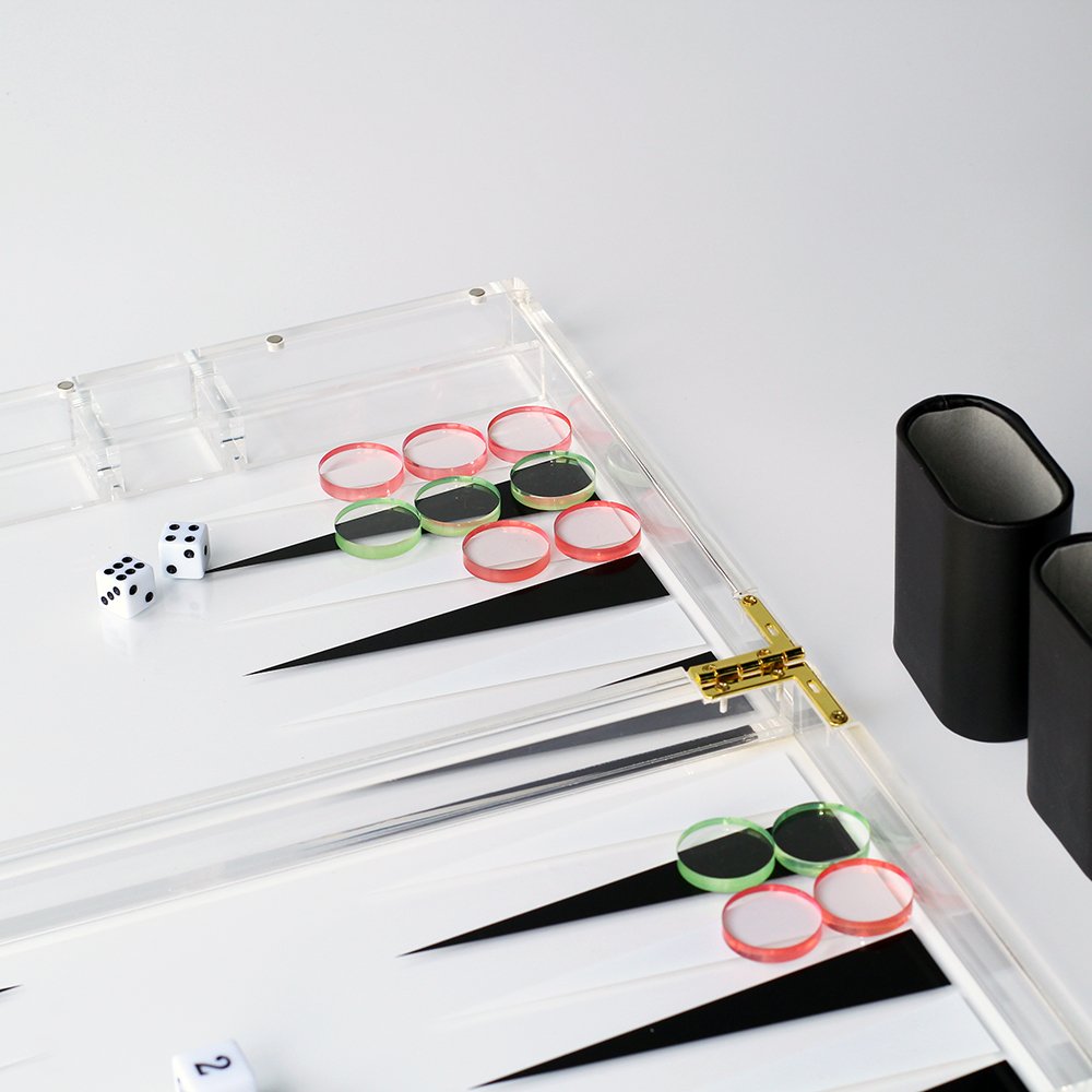 Playing Pieces Leather Dice Cups Custom Personalized Luxury Designer Acrylic Backgammon Set
