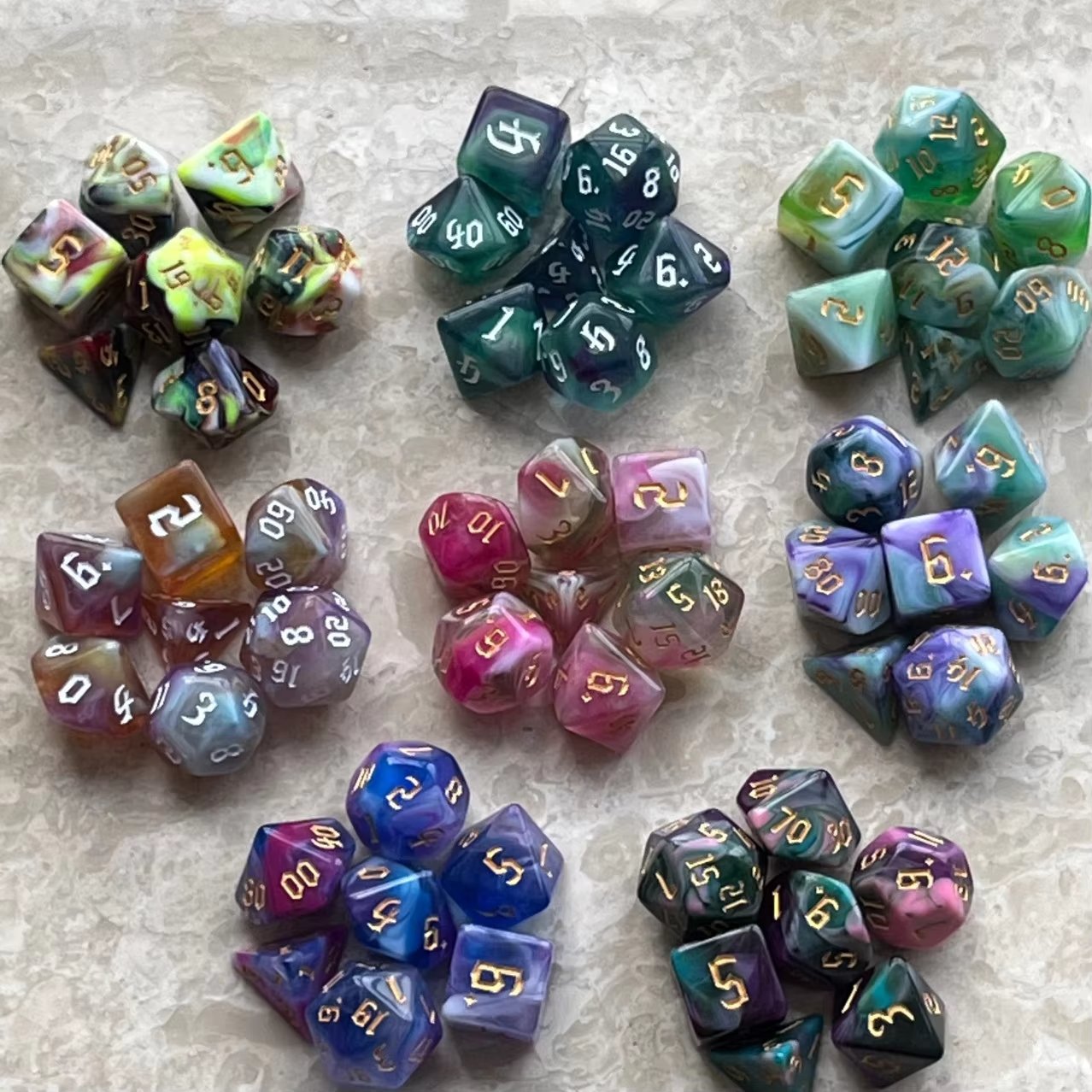 Factory wholesale starry sky color D4 D6 D8 D10 D% D12 D20 dice Desktop RPG Metal Polyhedron dice