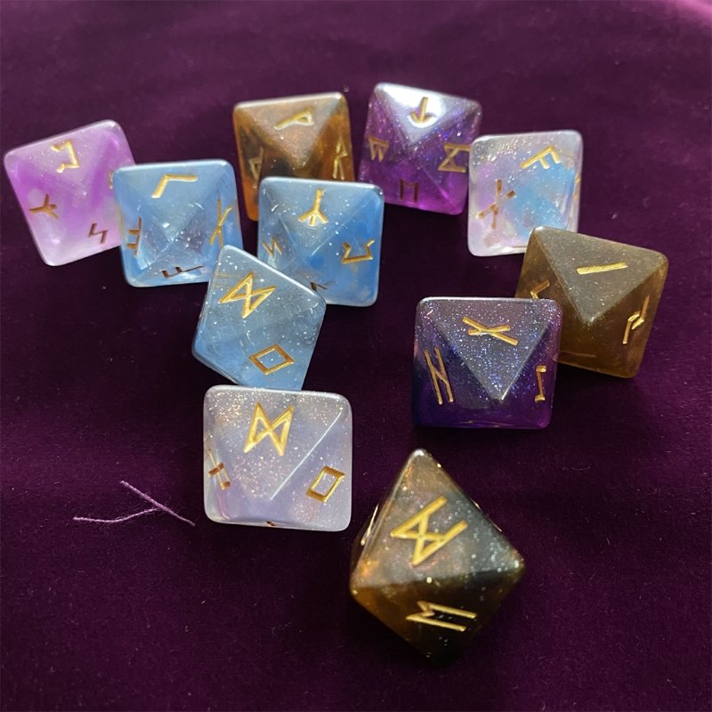 Wholesale Astrology Zodiac Signs Dice For Divination Board Game Acrylic polyhedral dice set 8 sides Rune Dice