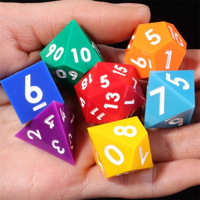 Mini Planet Handmade Resin Dragon and Dungeon Dice Set Rainbow Polyhedral Board Game RPG Dice for DND Players