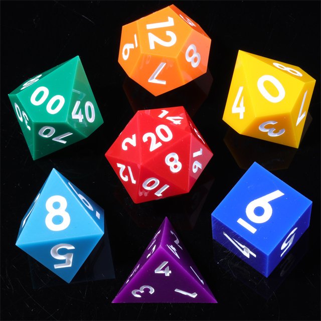 Mini Planet Handmade Resin Dragon and Dungeon Dice Set Rainbow Polyhedral Board Game RPG Dice for DND Players