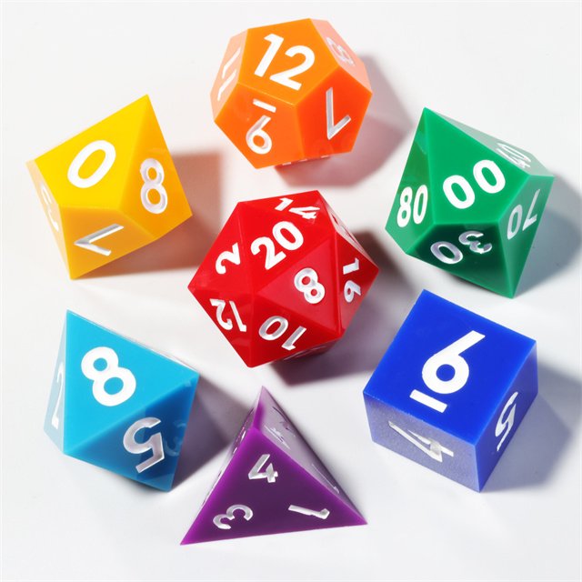 Mini Planet Handmade Resin Dragon and Dungeon Dice Set Rainbow Polyhedral Board Game RPG Dice for DND Players