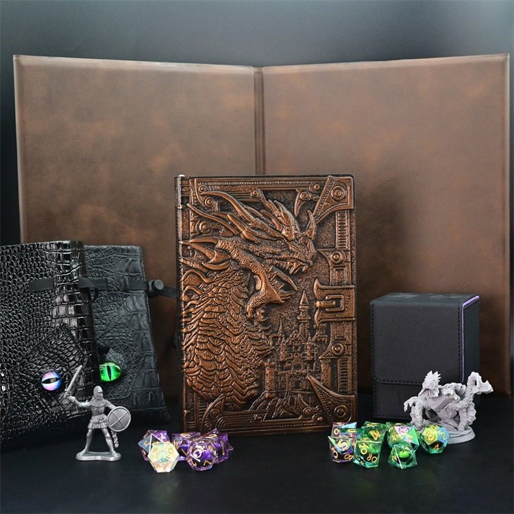 Color Emboss Leather A5 Notebook Dungeons and Dragons DND Dice Books for RPG Games