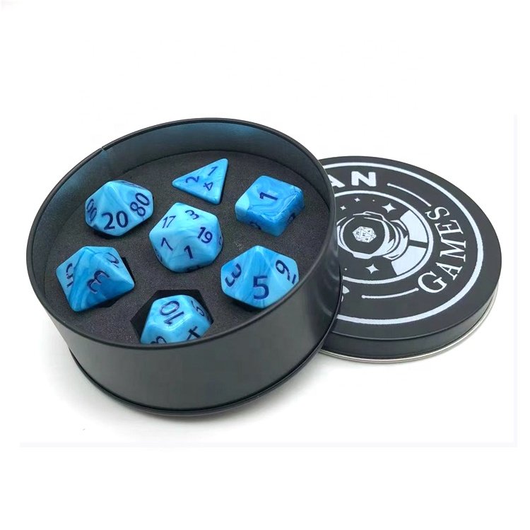 Small MOQ Round Shape UV Printing Logo Custom Dice Game Metal Box for Storage