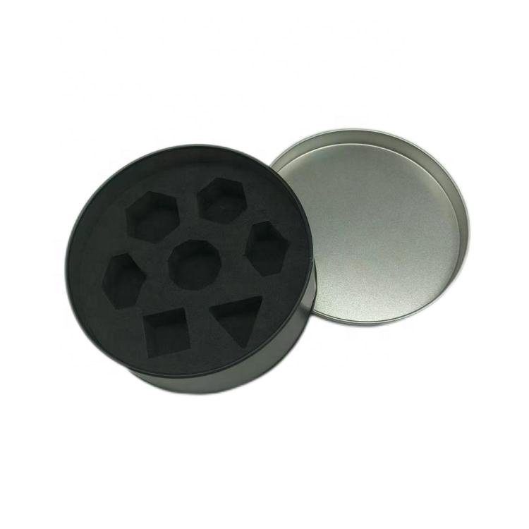 Small MOQ Round Shape UV Printing Logo Custom Dice Game Metal Box for Storage