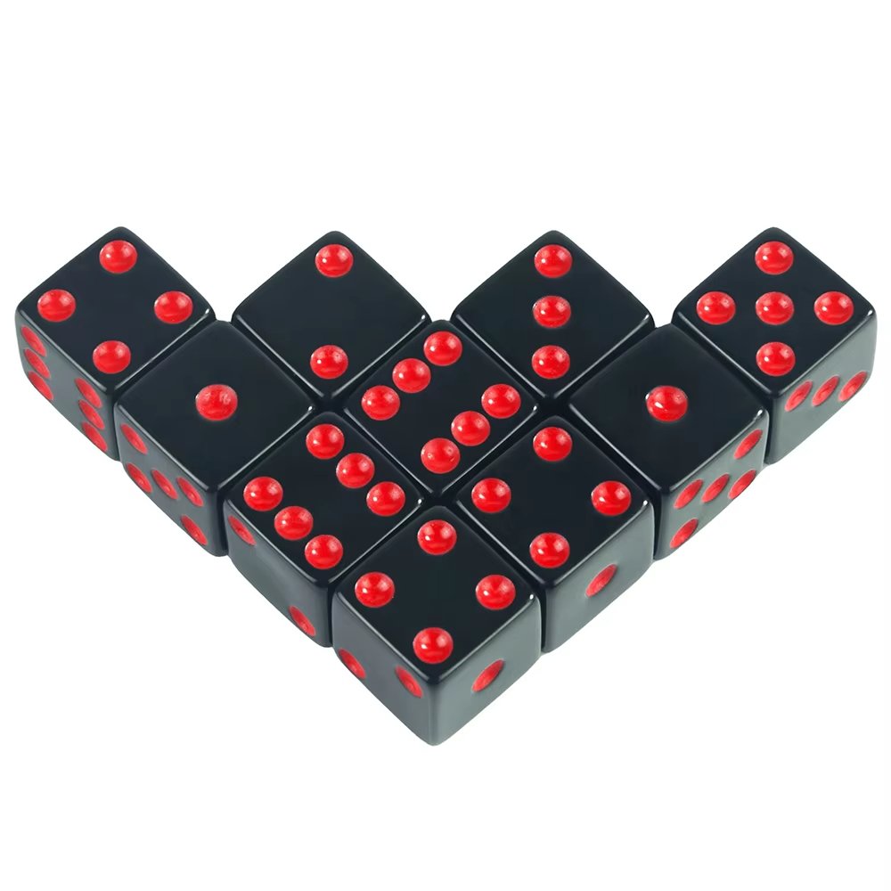Factory Wholesale Custom Right Angle 16Mm Black Dice With Color Dots Form Board Games