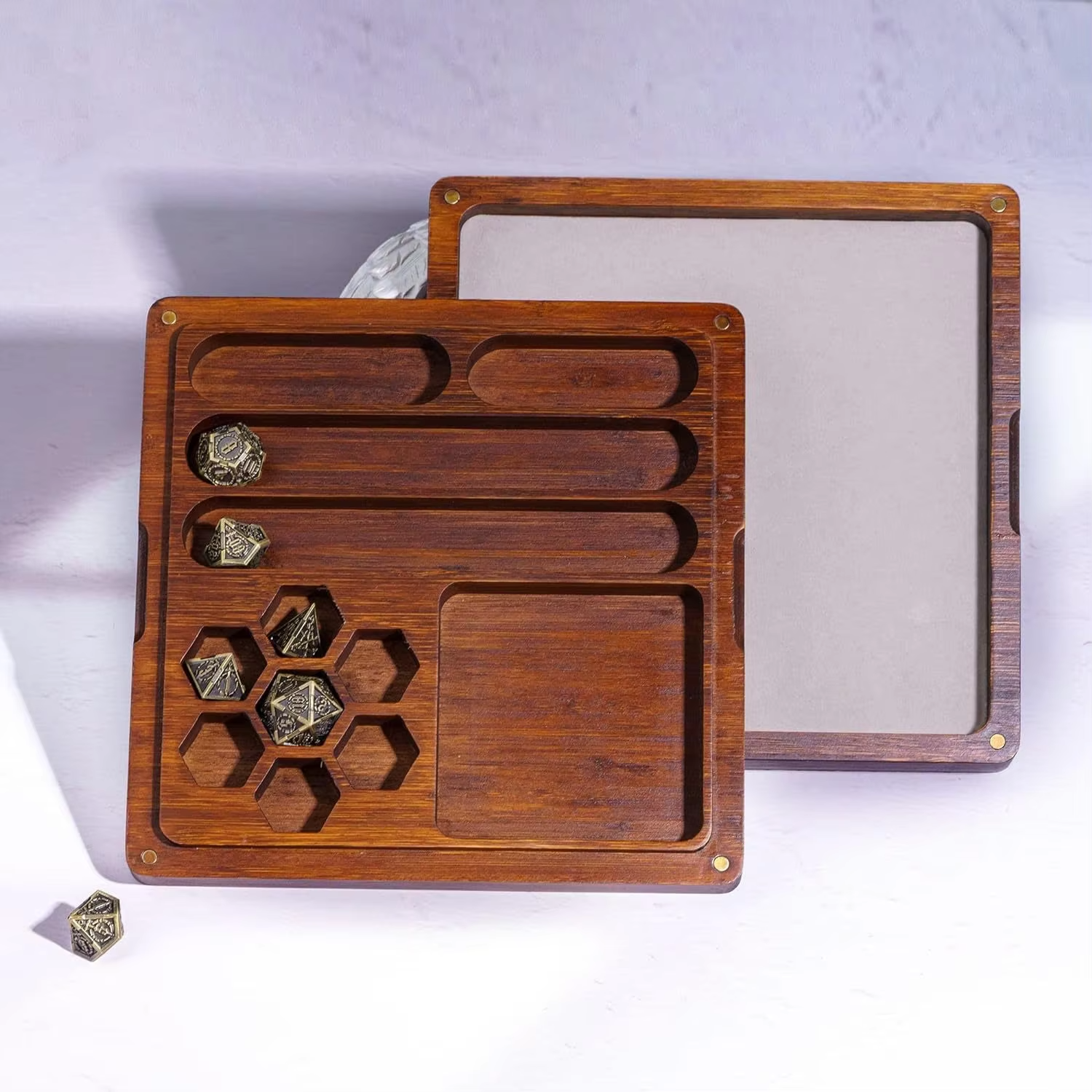 Wooden Color Bamboo Dungeons And Dragons Rpg D&D Dice Box Case Packaging Tray