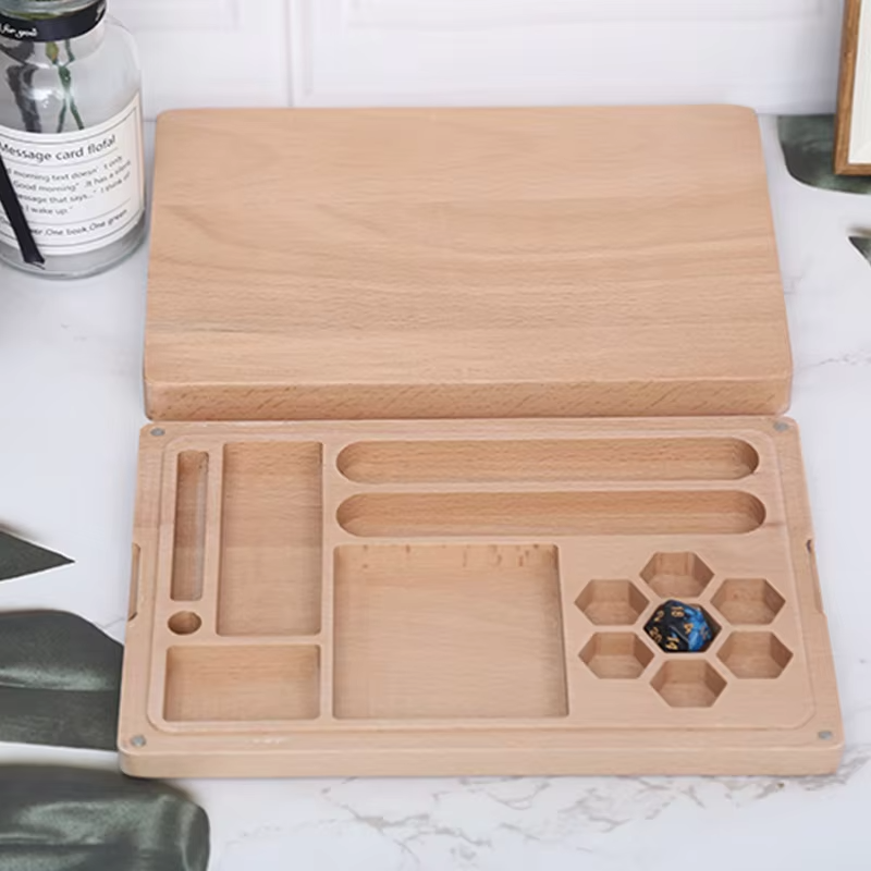 Wooden Color Bamboo Dungeons And Dragons Rpg D&D Dice Box Case Packaging Tray