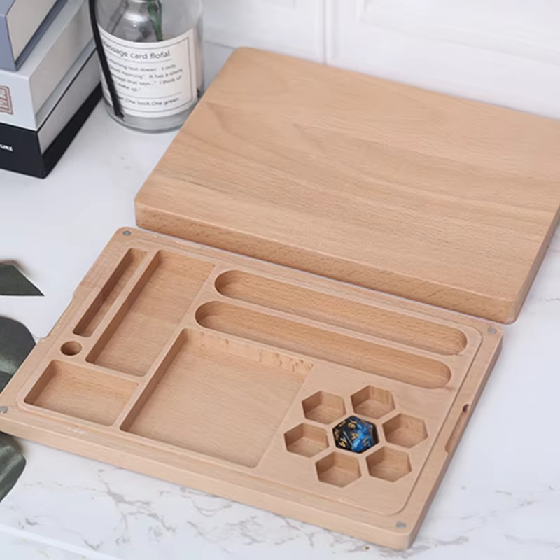 Wooden Color Bamboo Dungeons And Dragons Rpg D&D Dice Box Case Packaging Tray