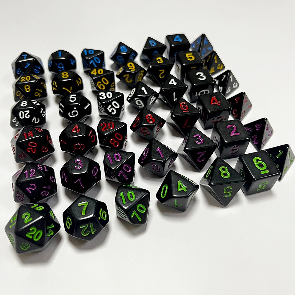 Acrylic DND Dice Black Bottom Colored Dots Dice Game Polyhedron Custom Dice