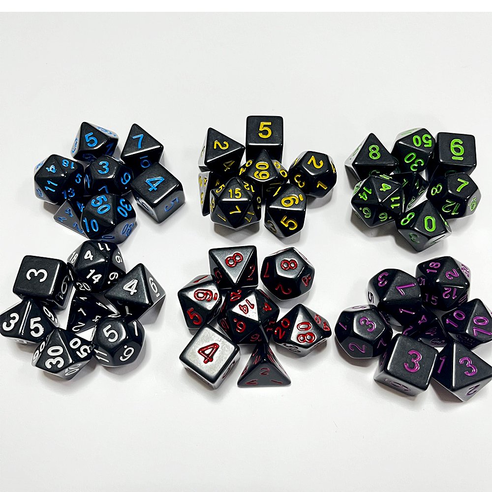 Acrylic DND Dice Black Bottom Colored Dots Dice Game Polyhedron Custom Dice