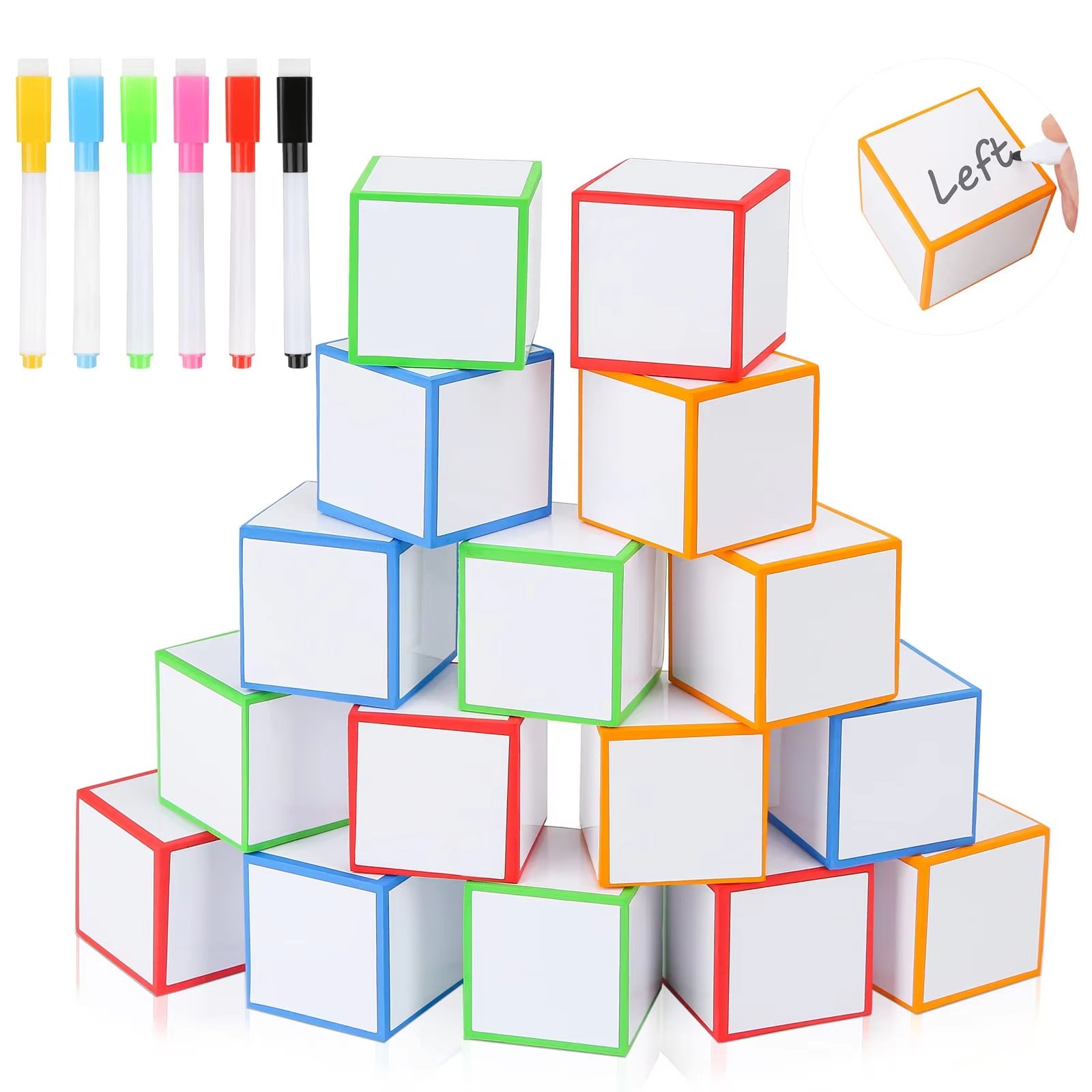Custom Size Color PU Foam Dice Cubes Wipe-Off Write Dry Erase Teaching Block Learning and Playing Game Toy