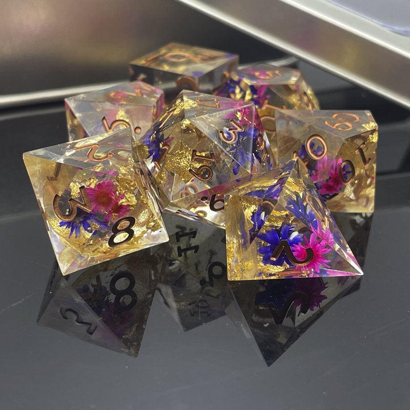 Fresh polyhedral resin dice custom board game RPG Dungeons & Dragons multi-digit flower dice set