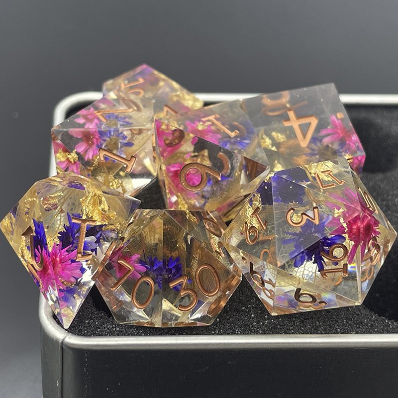 Fresh polyhedral resin dice custom board game RPG Dungeons & Dragons multi-digit flower dice set
