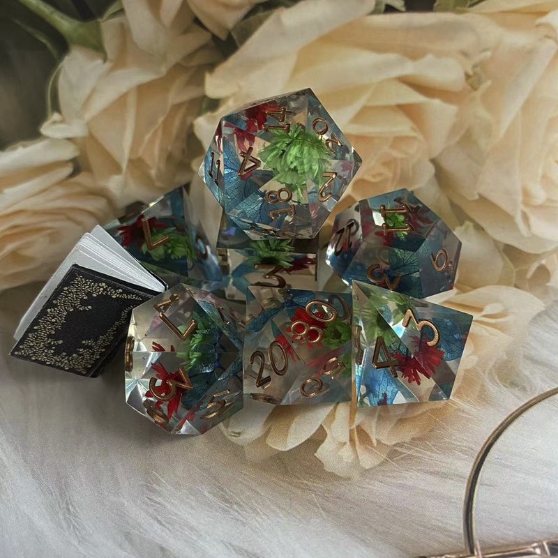 Fresh polyhedral resin dice custom board game RPG Dungeons & Dragons multi-digit flower dice set