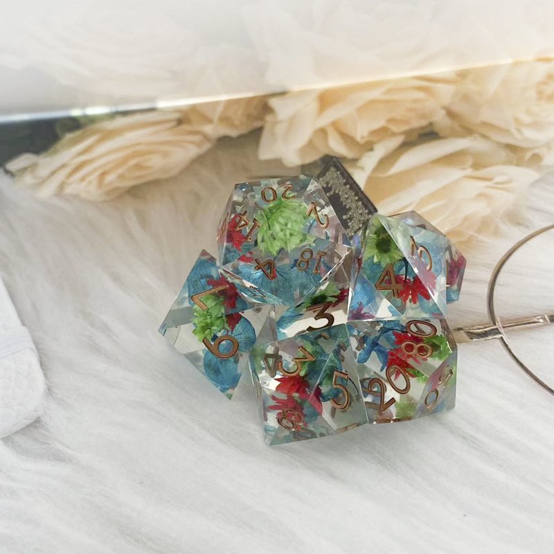 Fresh polyhedral resin dice custom board game RPG Dungeons & Dragons multi-digit flower dice set