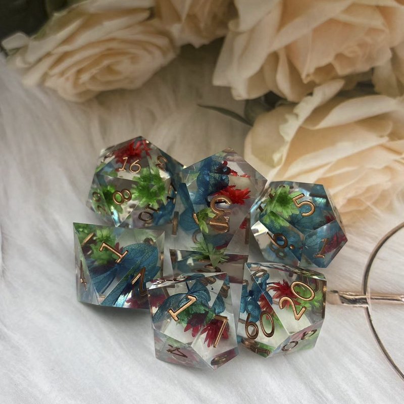 Fresh polyhedral resin dice custom board game RPG Dungeons & Dragons multi-digit flower dice set