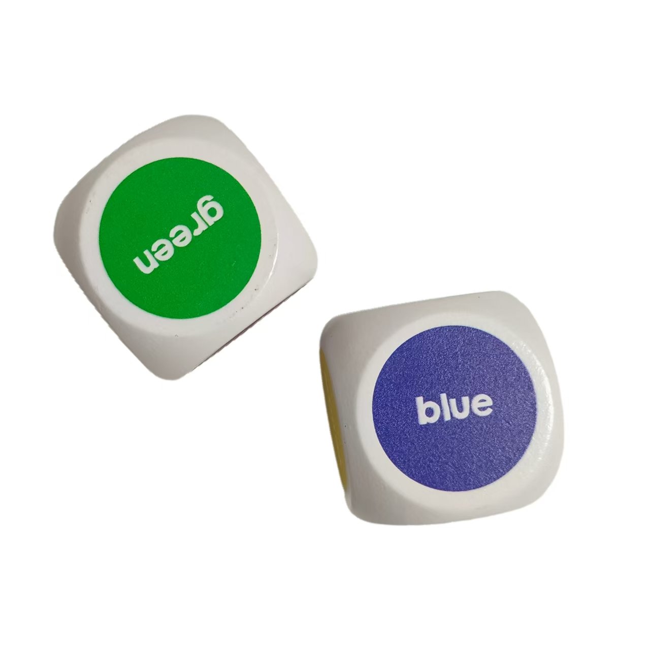 Manufacturer direct sale wood English word Printed colorful dice Customized wood rounded corner dice for party game accessories