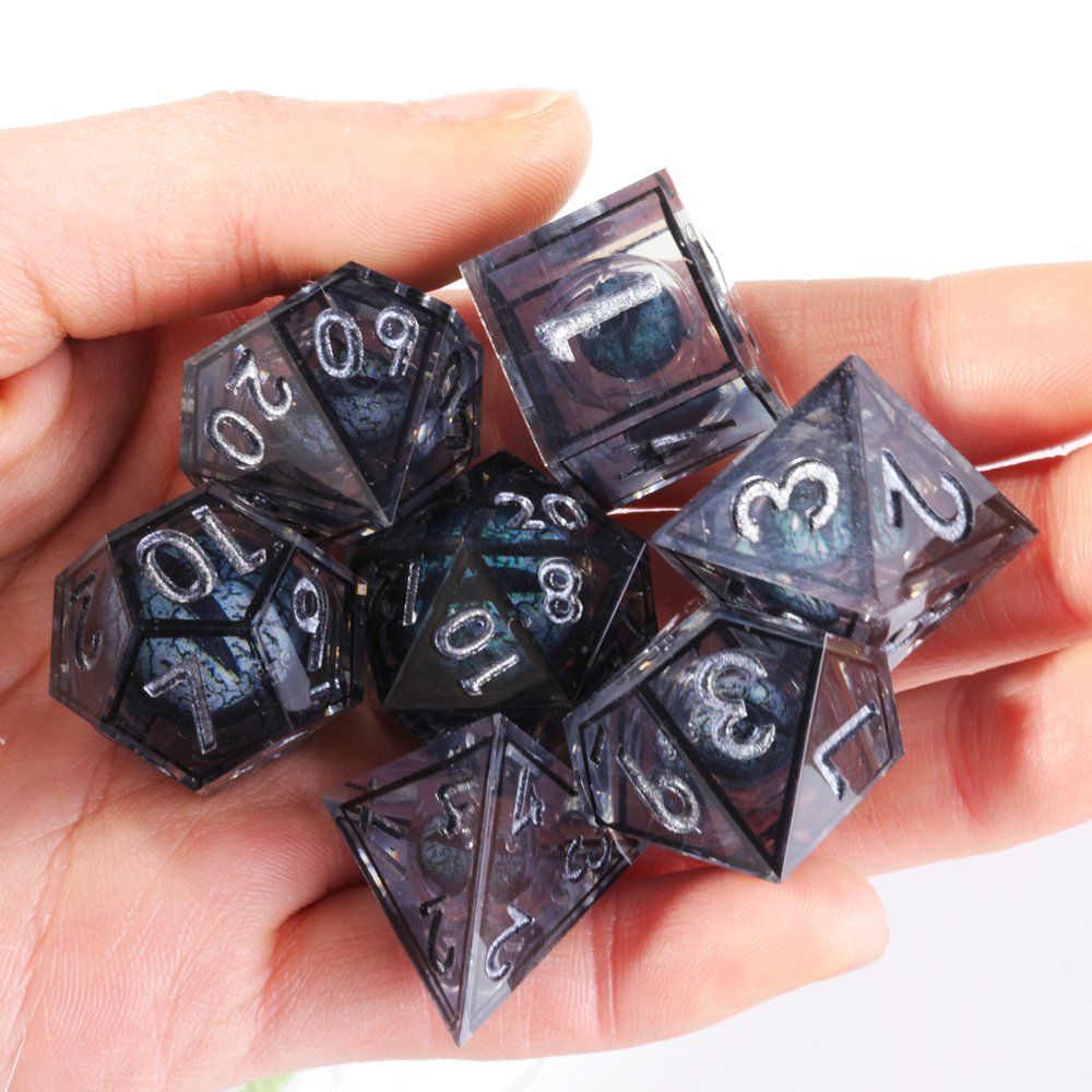 MINI PLANET DND Dice Set Black Dragon Eye Liquid Core Dice RPG Dungeons&Dragons Wholesale Custom Handmade Polyhedral Resin Dice