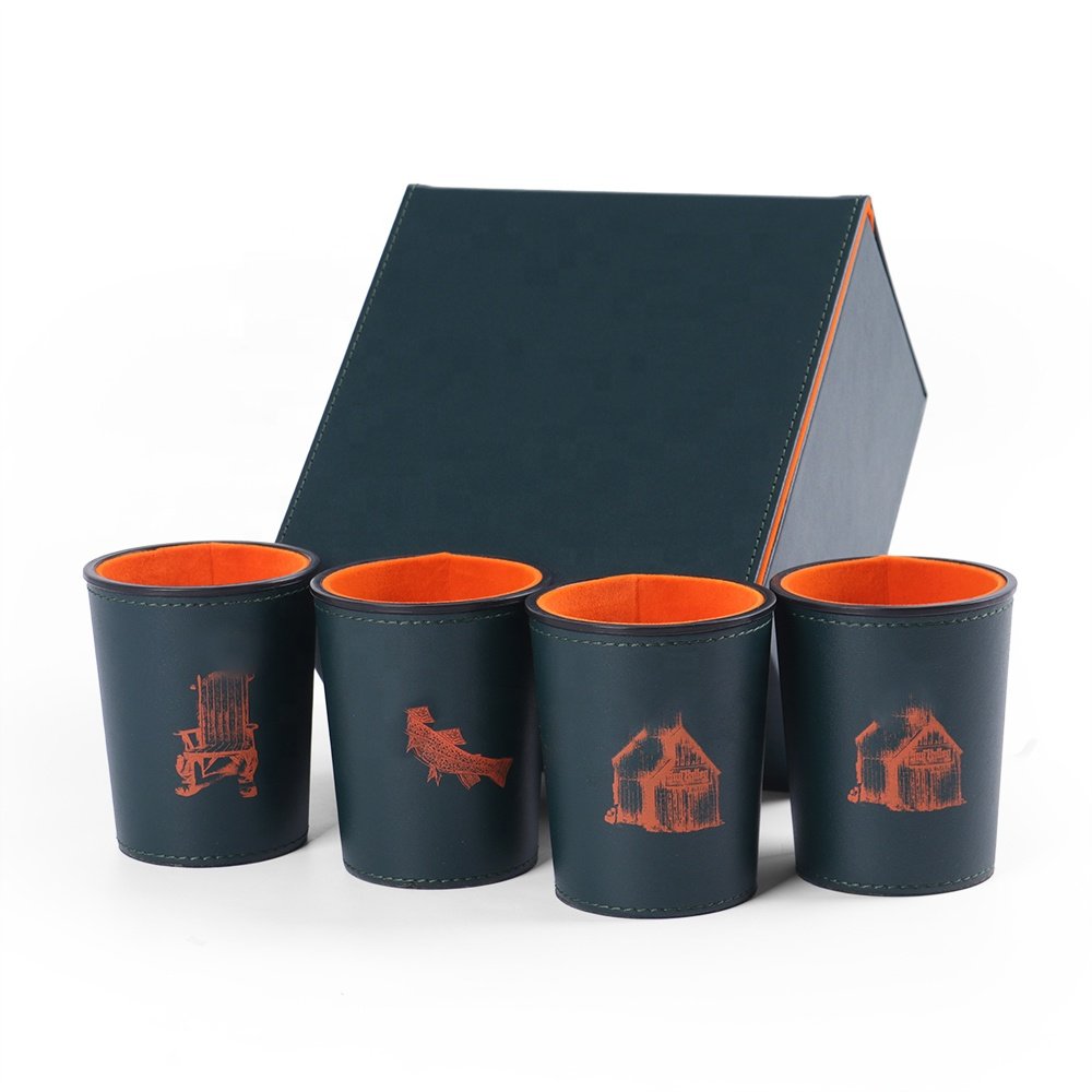 Custom Perfect color matching color Faux Leather dice cup set