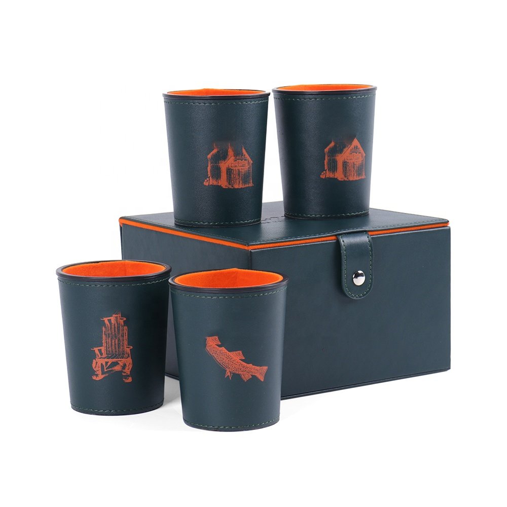 Custom Perfect color matching color Faux Leather dice cup set