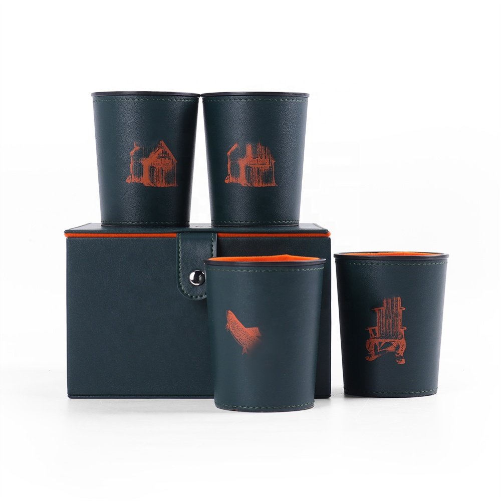 Custom Perfect color matching color Faux Leather dice cup set