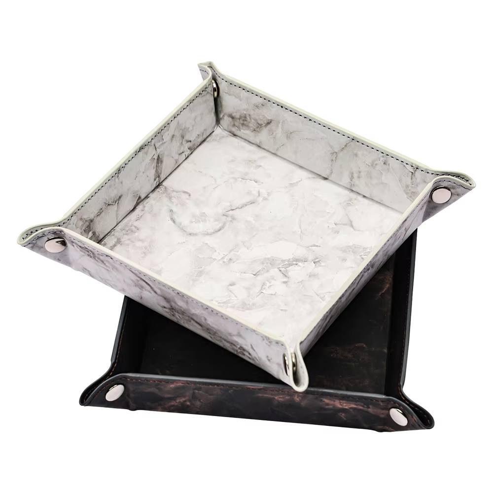 Marbled Dice Tray PU Leather Four-Corner Storage Tray Dice Tray Custom Logo Dice Game Accessories