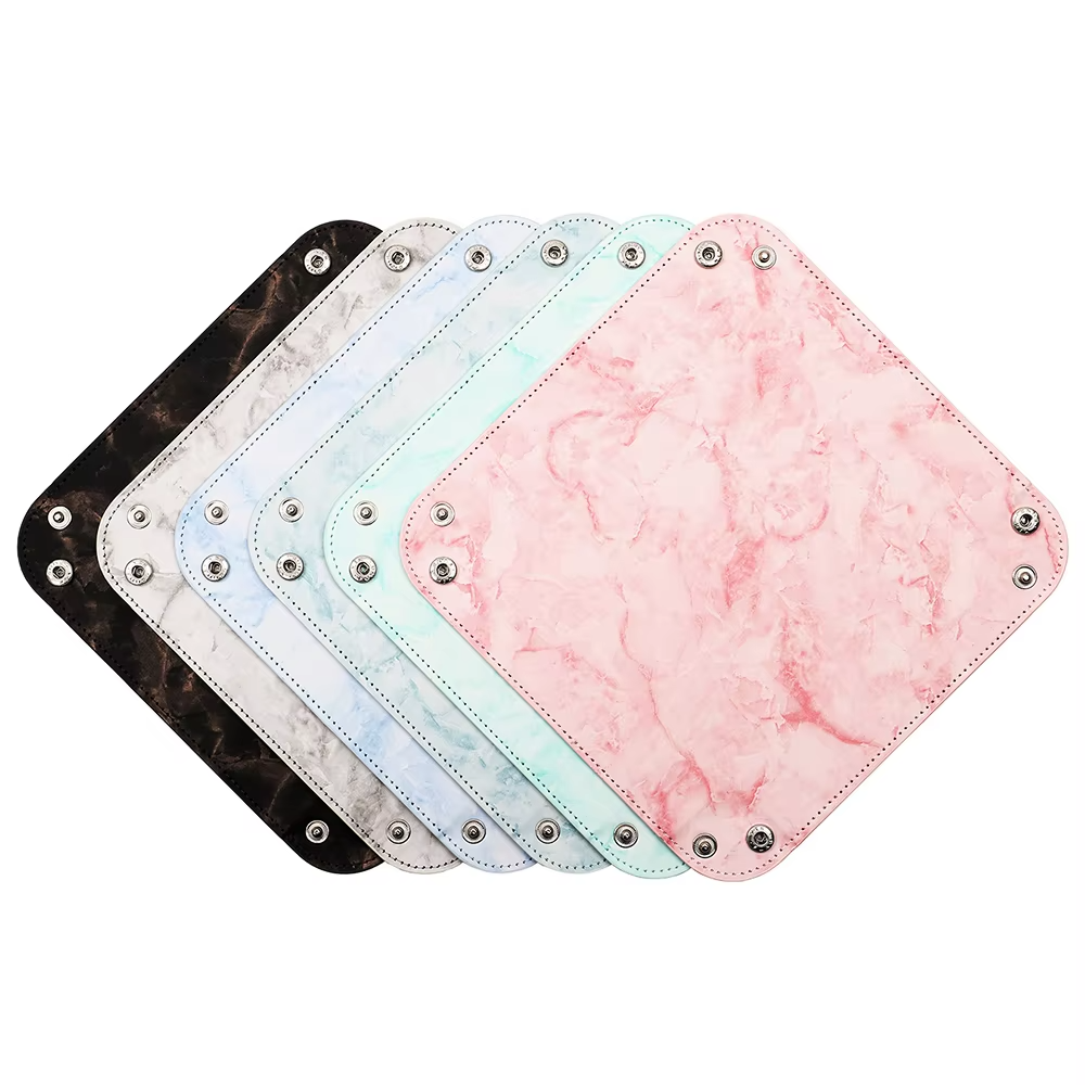 Marbled Dice Tray PU Leather Four-Corner Storage Tray Dice Tray Custom Logo Dice Game Accessories