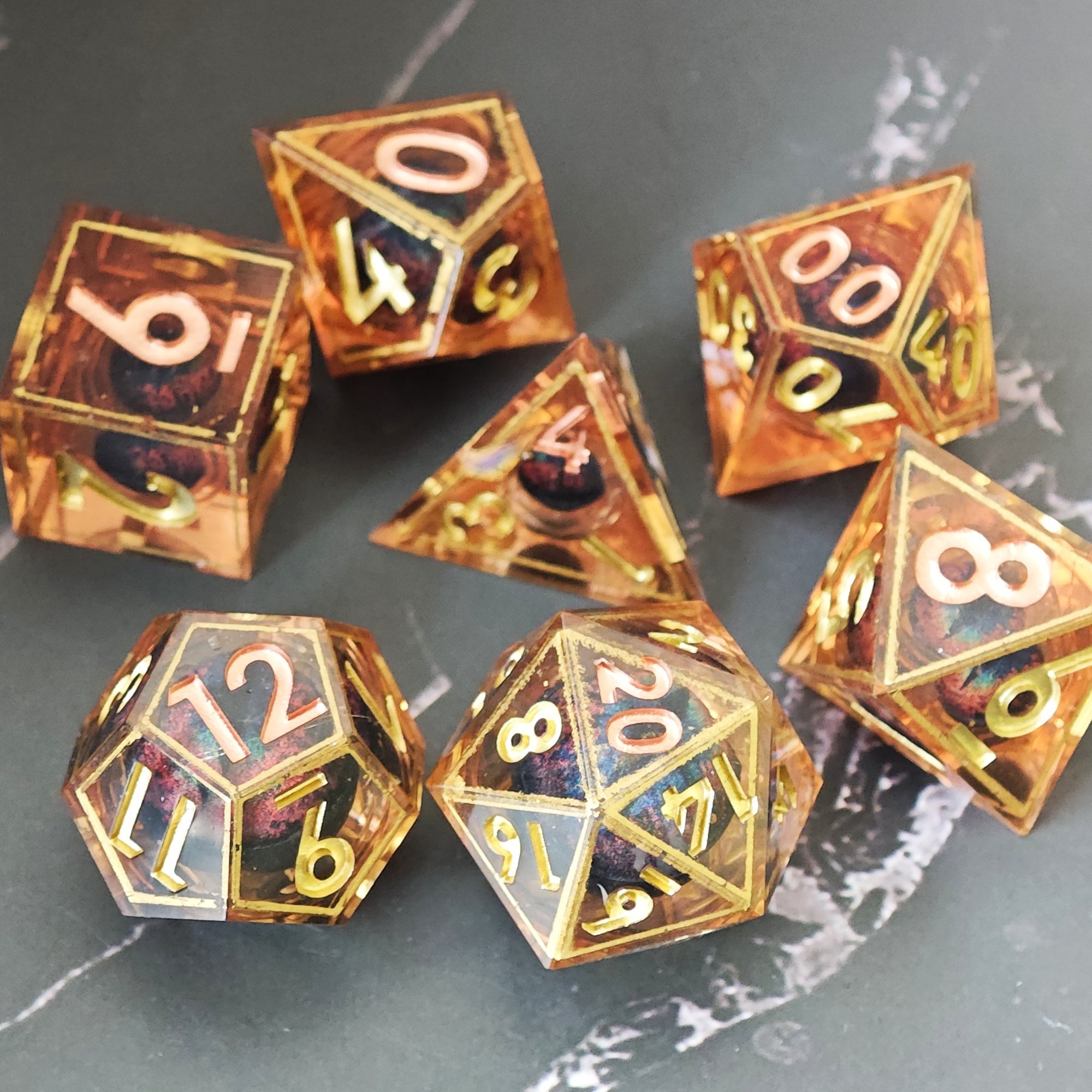 MINI PLANET DND Dice Set Dragon Eye Liquid Core Dice RPG Dungeons&Dragons Wholesale Custom Handmade Polyhedral Resin Dice D6 D20