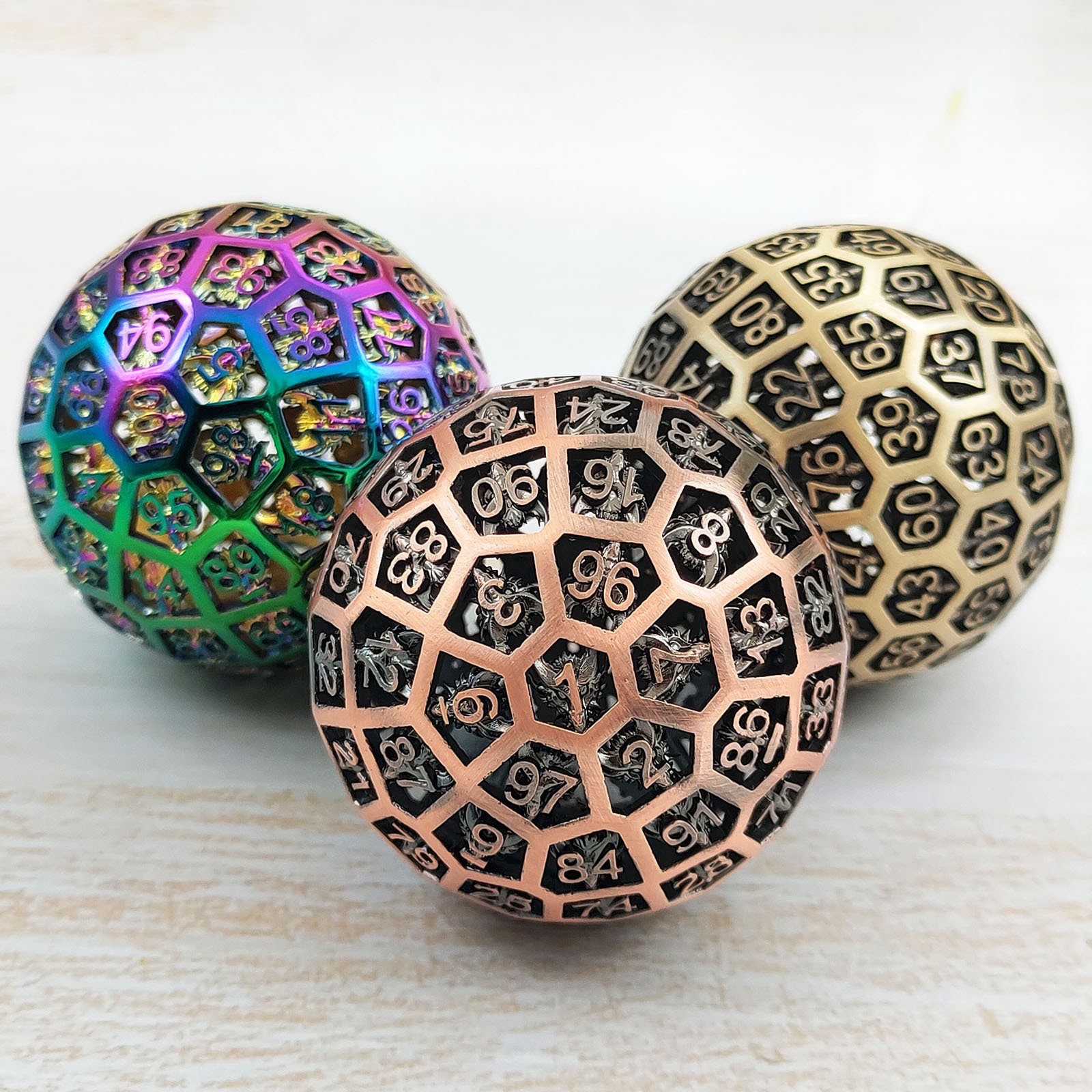 Mini Planet Wholesale RPG Board Games Handmade Hollow Copper Circle Dice Custom round D20 for DND MTG Metal Material