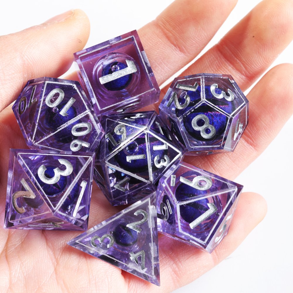 MINI PLANET DND Dice Set Purple Dragon Eye Liquid Core Dice RPG Dungeons&Dragons Wholesale Custom Handmade Polyhedral Resin Dice