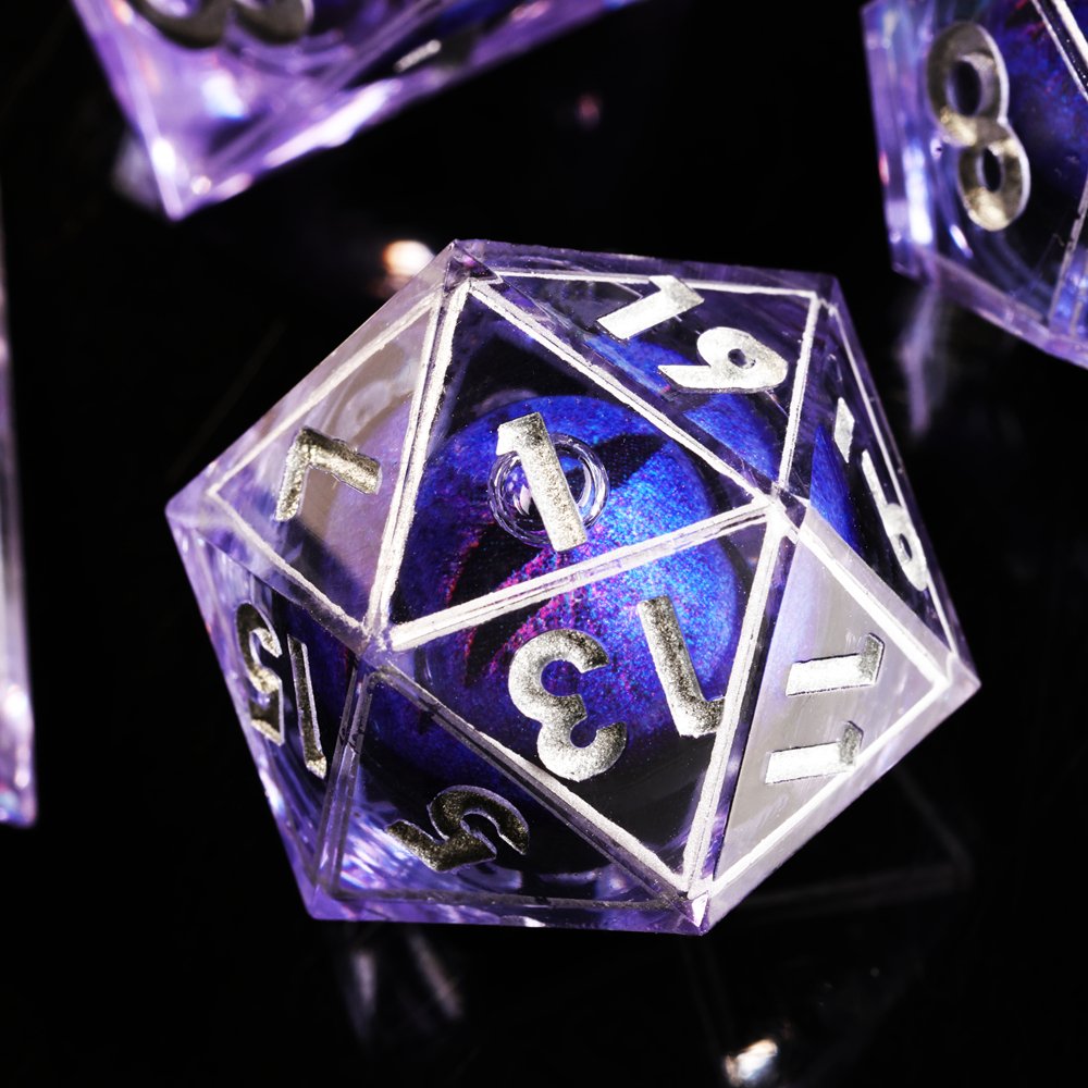 MINI PLANET DND Dice Set Purple Dragon Eye Liquid Core Dice RPG Dungeons&Dragons Wholesale Custom Handmade Polyhedral Resin Dice