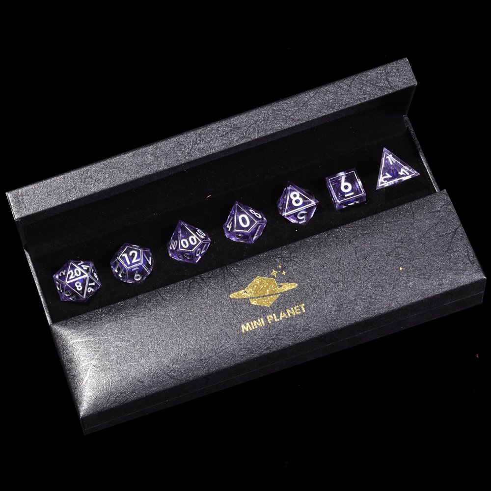 MINI PLANET DND Dice Set Purple Dragon Eye Liquid Core Dice RPG Dungeons&Dragons Wholesale Custom Handmade Polyhedral Resin Dice